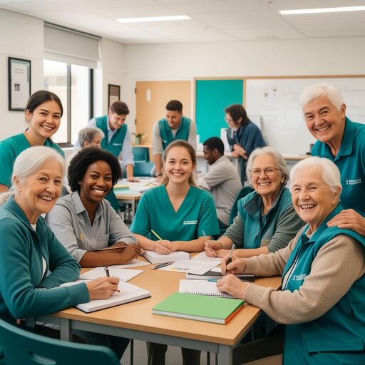 Australian community services training classroom with students of all ages